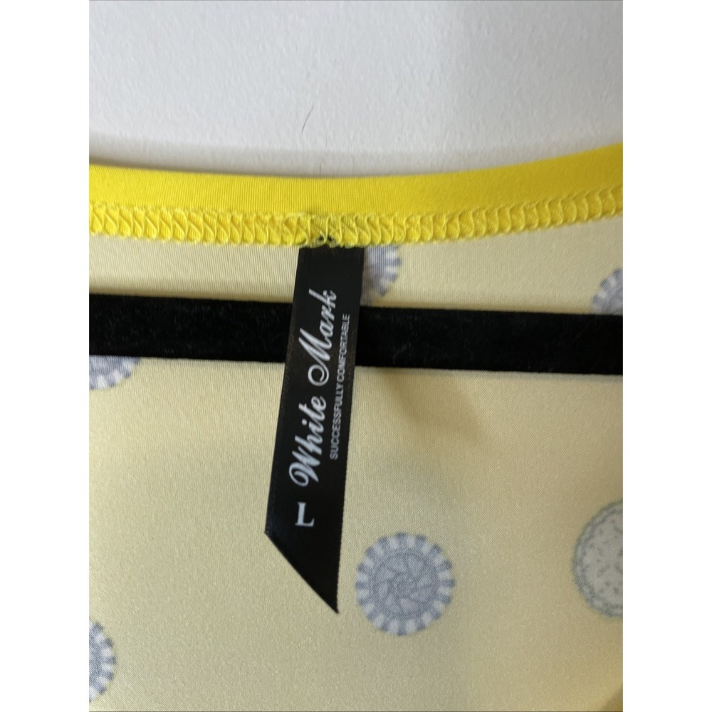 White‎ Mark Women's Large Yellow Medallion Print Pocket Tunic Top Sharkbite Hem - Picture 8 of 12